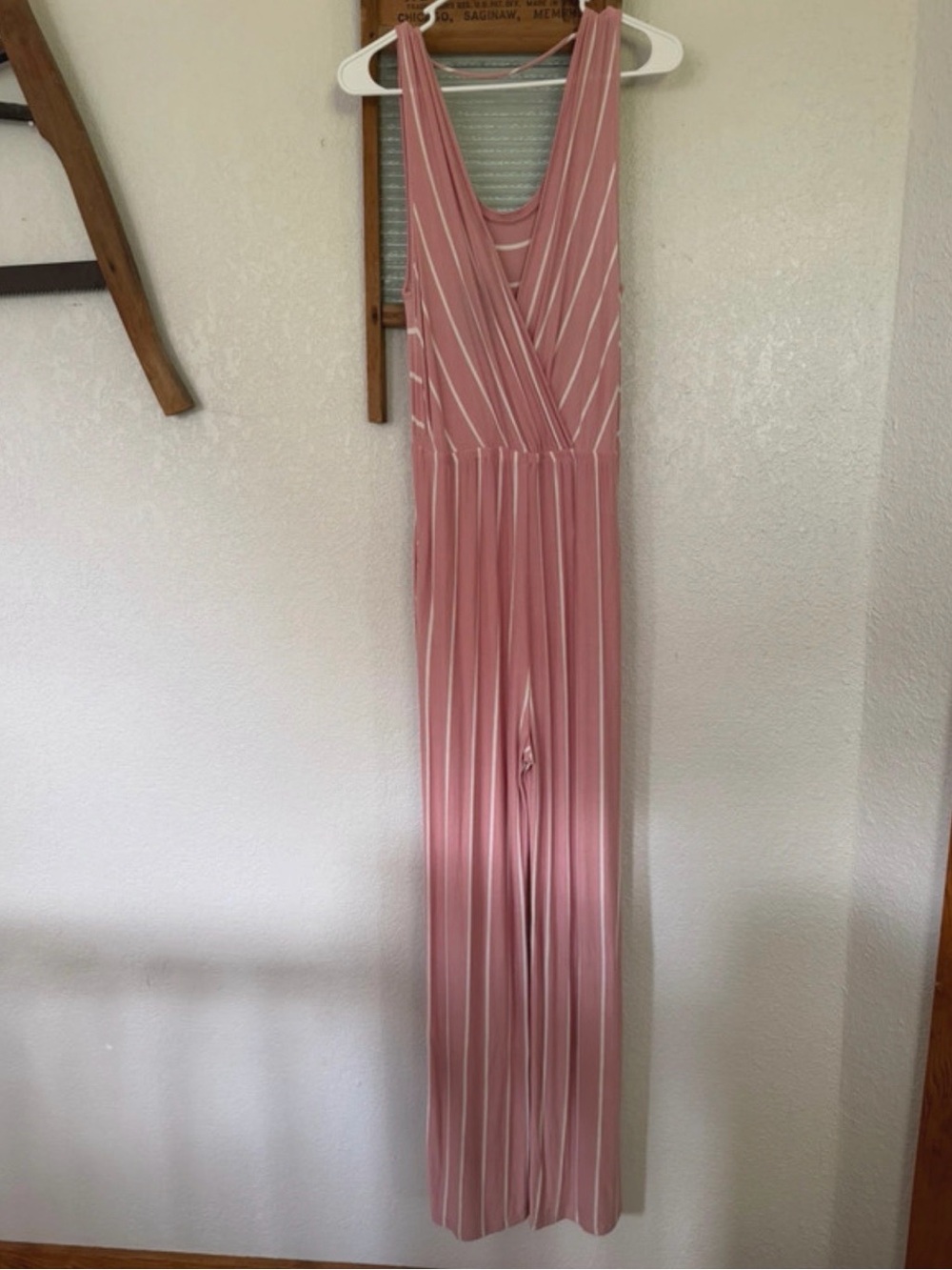Lovely Melody Dusty Pink Striped Sleeveless Jumpsuit